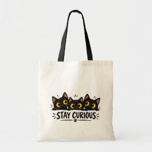 Bolso De Tela Tres gatos negros asomándose con grandes ojos amar