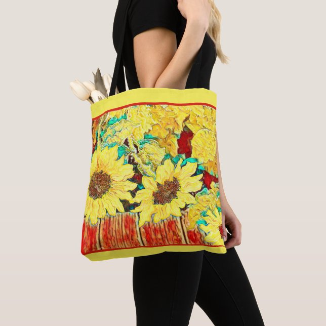 Bolso De Tela Tres girasoles (Detalle)