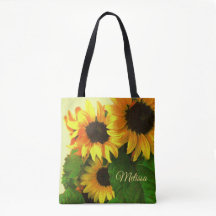 Tres girasoles amarillos brillantes personalizados
