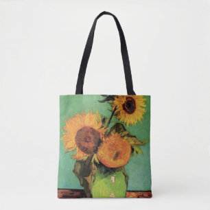 Bolso De Tela Tres girasoles en un jarrón de Vincent van Gogh