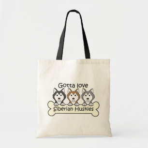 Bolso De Tela Tres huskyes siberianos