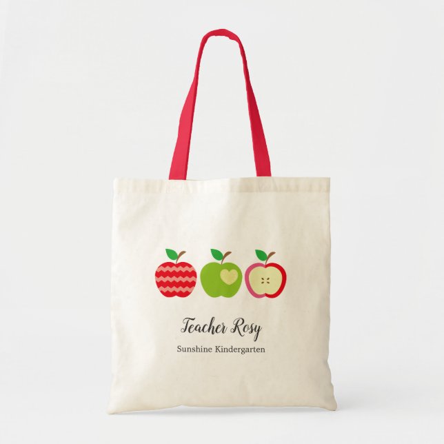 Bolso De Tela Tres manzanas - Maestra personalizada (Frente)