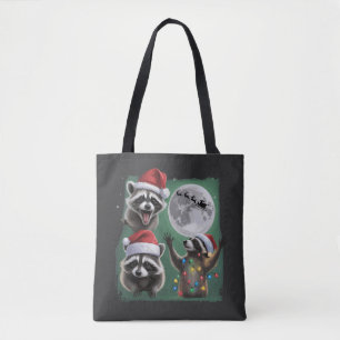 Bolso De Tela Tres mapaches con la Navidad de la galaxia lunar