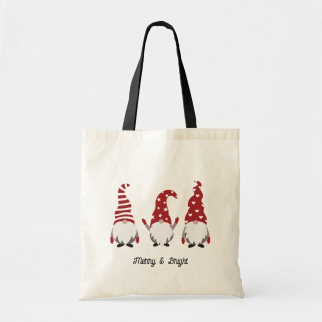 Bolso De Tela Tres Navidades Gnomes (Frente)