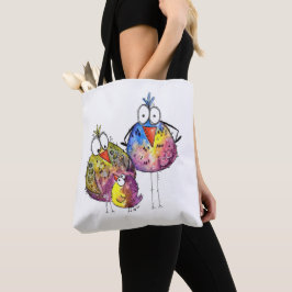 Bolso De Tela Tres pájaros coloridos y extravagantes