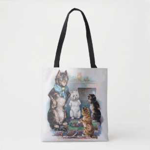 Bolso De Tela Tres pequeños gatitos y madre, Louis Wain