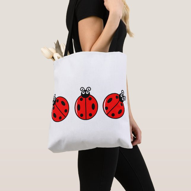 Bolso De Tela Tres Pequeños Ladybugs - Tote de impresión general (Detalle)
