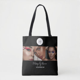 Bolso De Tela Tres Plantilla de Foto Negocio Personalizable Negr