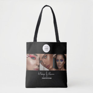 Bolso De Tela Tres Plantilla de Foto Negocio Personalizable Negr