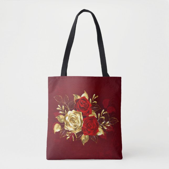 Bolso De Tela Tres Rosas Joyas (Anverso)