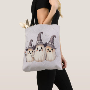Bolso De Tela Tres sombreros de bruja de fantasmas purpurina de 