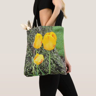 Bolso De Tela Tres tulipanes amarillos /