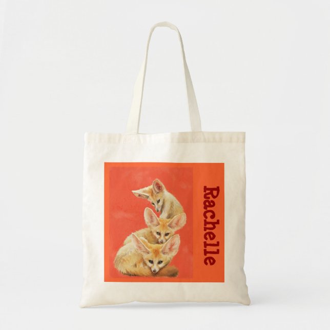 Bolso De Tela Tres zorros del fennec (Frente)
