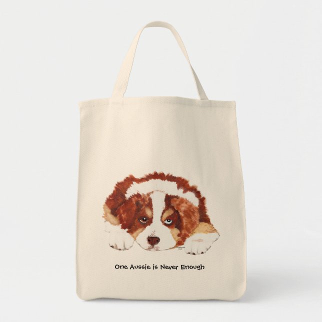 Bolso De Tela Tri perrito australiano rojo del pastor (Frente)