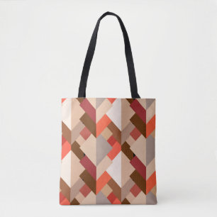 Bolso De Tela Triángulos abstractos modernos, marrón, tapo y Nar