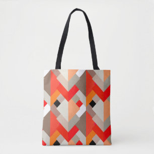 Bolso De Tela Triángulos abstractos modernos, Naranja, rojo y gr