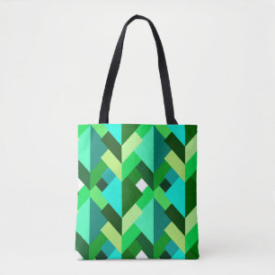 Bolso De Tela Triángulos abstractos modernos, verde esmeralda y