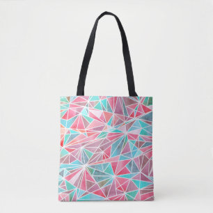 Bolso De Tela Triángulos acuáticos, mosaico de verano brillante.