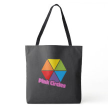 Triángulos coloridos con Círculos rosados Texto