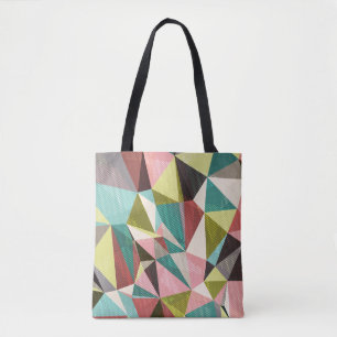 Bolso De Tela Triángulos Coloridos, Formas Geométricas Abstracta