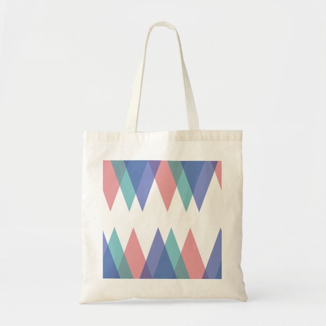 Bolso De Tela Triángulos de azul y coral (Frente)