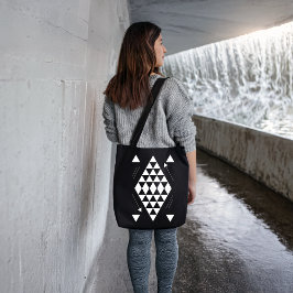 Bolso De Tela Triángulos geométricos blancos