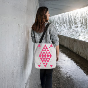 Bolso De Tela Triángulos geométricos rosados