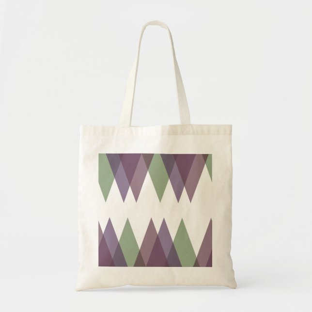 Bolso De Tela Triángulos malvas y verdes (Frente)