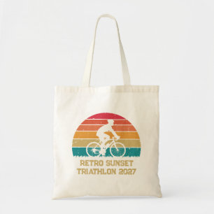 Bolso De Tela Triatlón personalizado de ciclismo retro atardecer