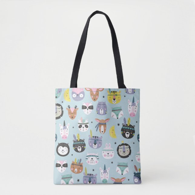 Bolso De Tela Tribal de animales salvajes: Patrón Boho (Anverso)