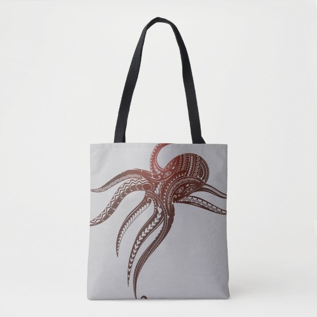 BOLSO DE TELA TRIBAL POLINESIANO DE OCTOPUS (Anverso)