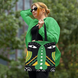 Bolso De Tela Tribal ritual verde