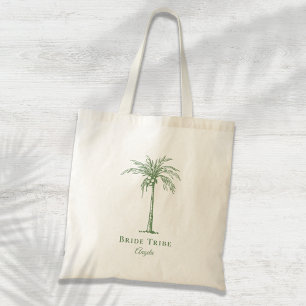 Bolso De Tela Tribu de la Novia Verde Menta Palma Tropical Perso