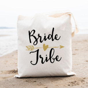 Bolso De Tela "Tribu de novias" Bridesmaid Negro y Dorado