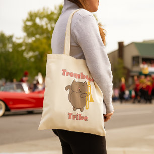 Bolso De Tela Tribu del Trombón Gatito Lindo Letras Rosadas