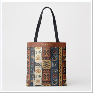 Bolso De Tela Tribu Étnico Marrón Dorado y Verde
