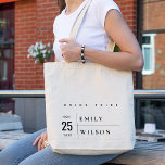 BOLSO DE TELA TRIBU MÍNIMA MODERNA NEGRO DE BODA DE TIPOGRAFÍA<br><div class="desc">Una colección de bodas perfecta para los que buscan un diseño de buen gusto; temática moderna, escandinava audaz y minimalista. Personalízalo con su nombre, la fecha de su boda y asegúrese de incluir un mensaje especial. Muchos diseños de los que elegir y muchos elementos con los que coordinar. Disponible en...</div>