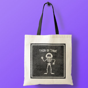 Bolso De Tela Trick de esqueleto de Halloween o truco para trata