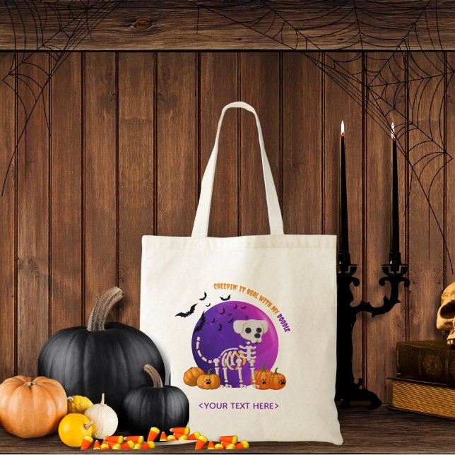 Bolso De Tela Trick de golosinas de Halloween o truco de tote (Trick or Treat OR show up to the Halloween party in style. Represent your favorite dog breed!!)