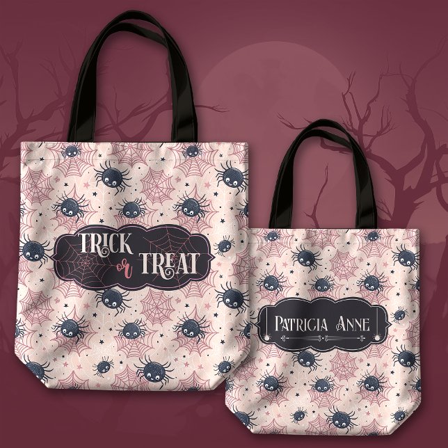 Bolso De Tela Trick de Halloween o truco arañas y estrellas (Subido por el creador)