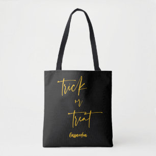 Bolso De Tela Trick de nombre de Naranja negro o tratar Tote de