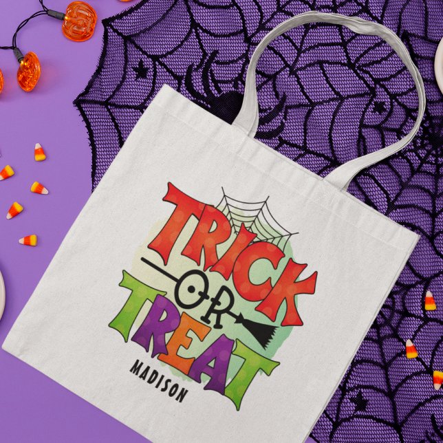 Bolso De Tela Trick O Broom De Halloween Candy Personalizado (Subido por el creador)