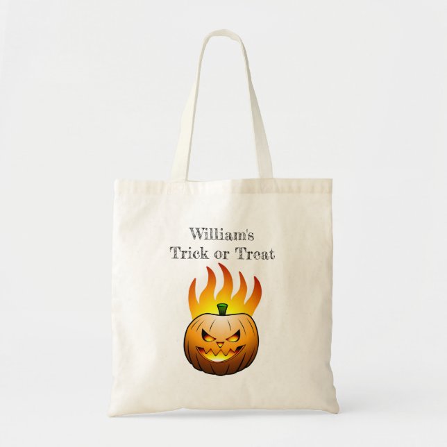 Bolso De Tela Trick o calabaza de tratas de Halloween (Frente)
