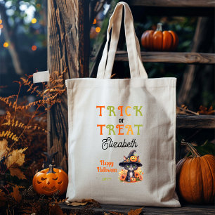 Bolso De Tela Trick o trato de Halloween con Gorra de bruja de g