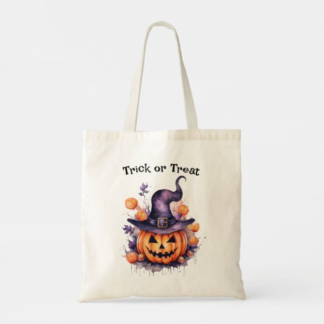 Bolso De Tela Trick o trato de Jack o Lantern Halloween (Reverso)