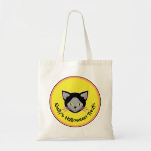 Bolso De Tela Trick o trato personalizado de gato negro de Hallo