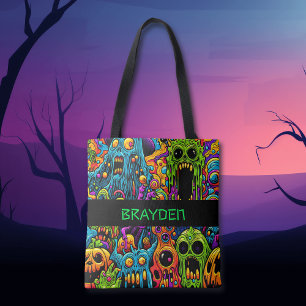 Bolso De Tela Trick o trato personalizado de Halloween para zomb