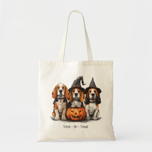 Bolso De Tela Trick O Treat Halloween Beagle Dogs (Frente)