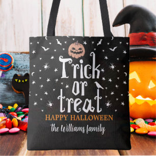 Bolso De Tela Trick o Trek Nombre personalizado dulces de Hallow