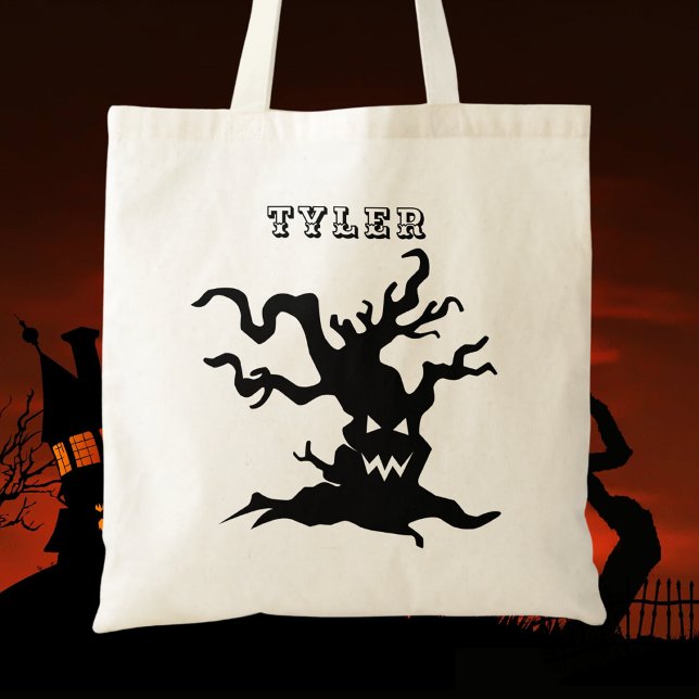 Bolso De Tela Trick O Trek Scary Halloween Niños con escritura m (Subido por el creador)